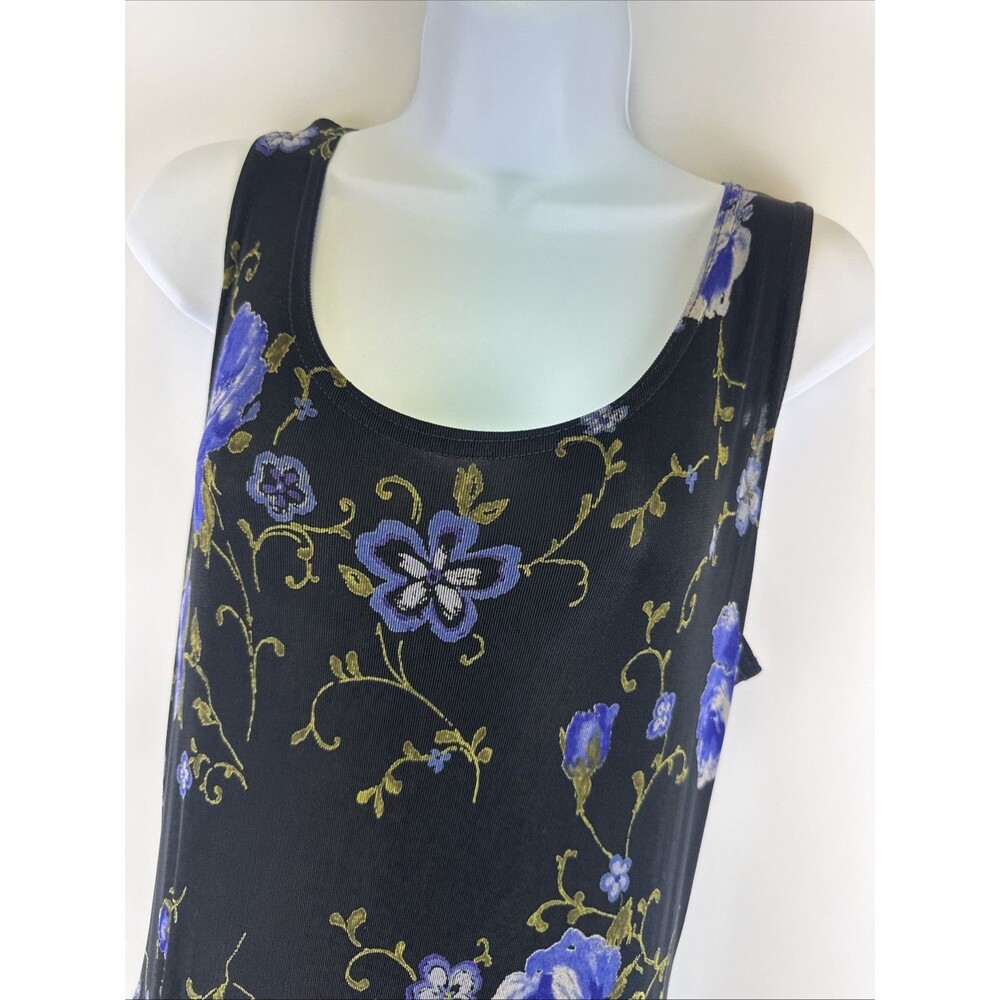 Coldwater Creek Maxi Dress Acetate Stretch Purple Floral Travel Ruffle Slinky - Picture 2 of 13